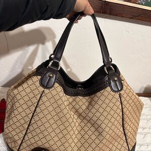 Gucci Tan and Dark Brown Shoulder Bag